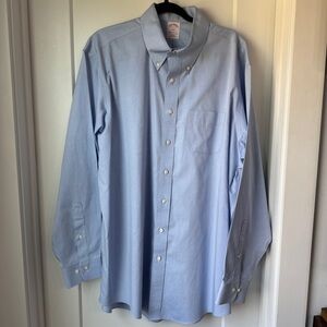 Brooks Brothers 1818 Madison Fit Blue Oxford Dress Shirt 17.5 35 Non-Iron
